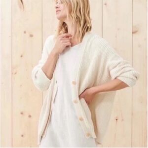 Jenni Kayne Ivory Cotton Cocoon Cardigan Sweater Size M